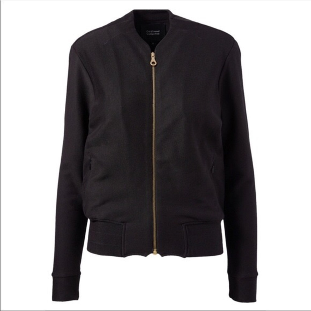 Girlfriend Collective Black Organic Pima Cotton Bomber Jacket size Small